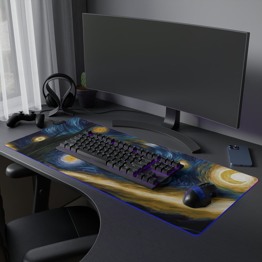 LED Gaming Mouse Pad with Starry Night Design, Colorful Mouse Mat, Desk Decor, Gamer Gift, Computer Accessories