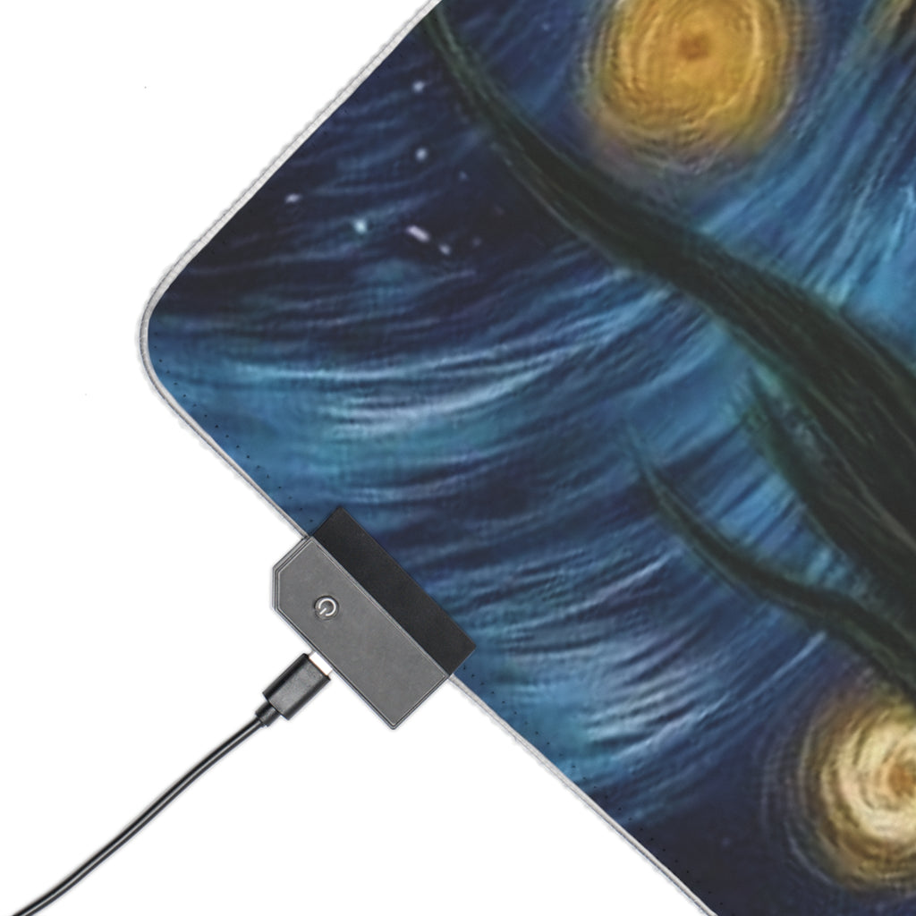 LED Gaming Mouse Pad with Starry Night Design, Colorful Mouse Mat, Desk Decor, Gamer Gift, Computer Accessories